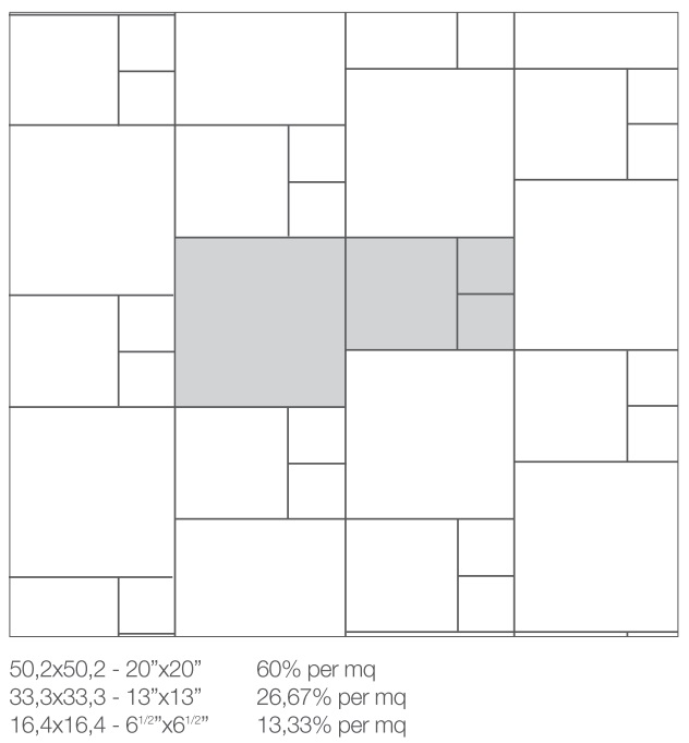 Dom burkolat lerakás 50,2×50,2-33,3×33,3-16,4×16,4